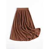 Elegant Mid-Calf Pleated Wool Skirt