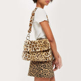 Bolso bandolera de piel sintética con estampado de leopardo para mujer