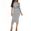 Women's Cotton-Blend Chest-Wrap Sheath Dress