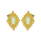 Vintage  Natural Opal Earrings 925 Silver - Dazpy