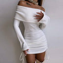 Off-Shoulder Drawstring Backless Bodycon Dress