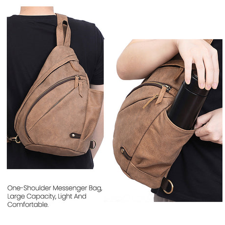 Men's Chest Bag Casual Fashion One-shoulder Men's Bag Riding Crossbody Large Capacity Retro - Dazpy