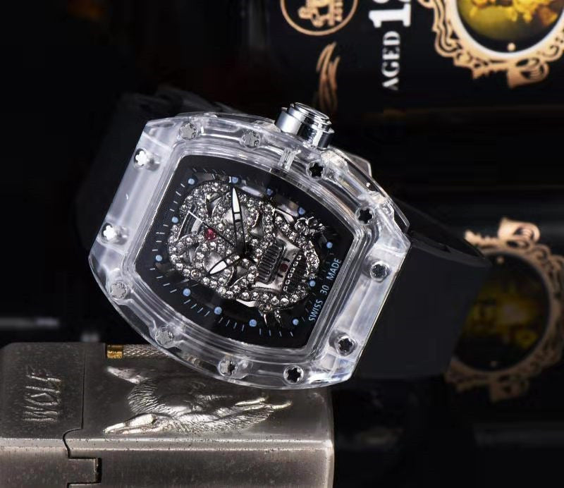 Dunhuang Popular Men's Business Watch Ghost Punk Diamond Transparent Case - Dazpy