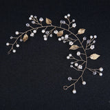 Pearl Flower Leaf Headband Crown – Elegant Bridal Wedding Hairpiece