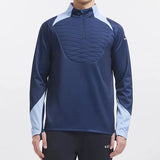 Men's Half-Zip Quilted Sports Pullover – Contrast Color Training Sweater