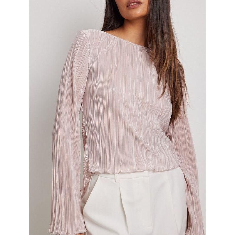 Blusa ajustada de verano con cordones rosa elegante