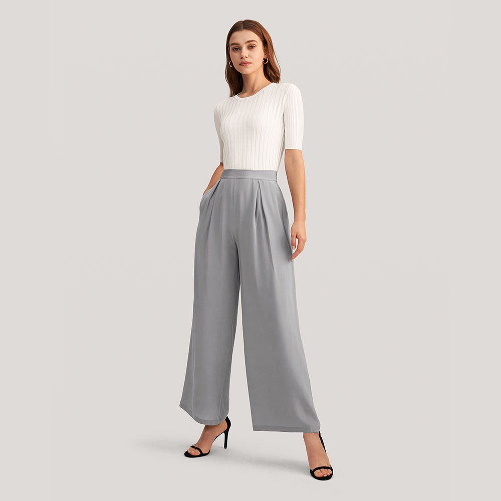 Chic Silk Wide Leg Pants