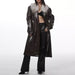 PU Leather Overcoat with Detachable Fur Collar & Belt