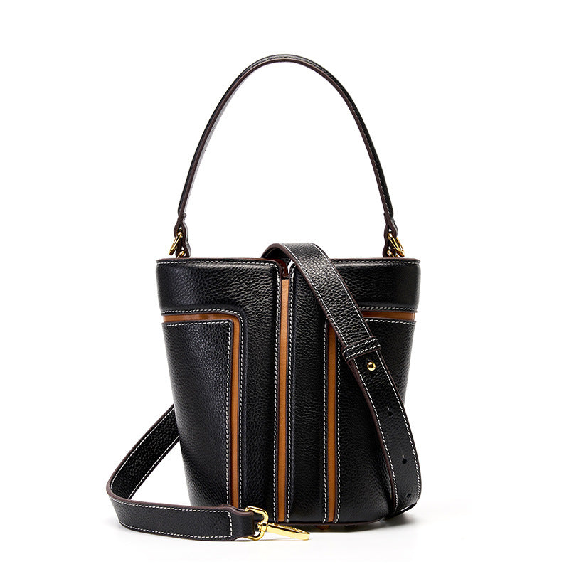 Luxury Leather Bucket Shoulder Bag