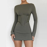 Full Sleeve Backless Mini Dress