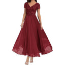 Vestido de noche de manga corta con tirantes para mujer