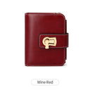 Cartera corta multifuncional de cuero PU retro con cierre giratorio