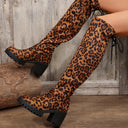 Women's Leopard Lace-Up Over-Knee Boots