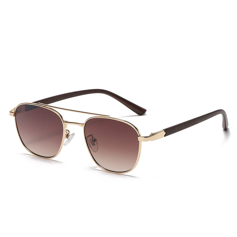 Trendy ovale Vintage-Sonnenbrille mit Holzrahmen für Damen