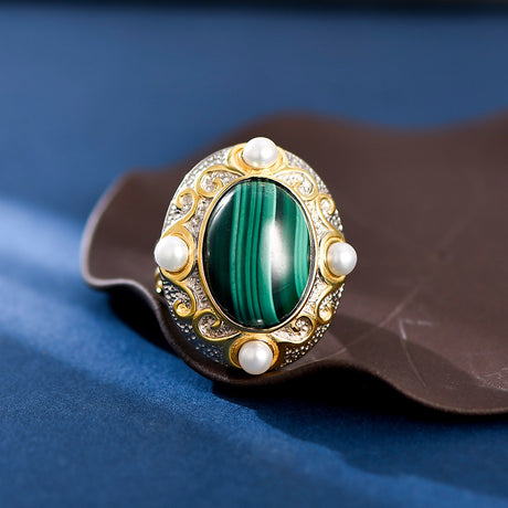 Oval Malachite Ring For Women - Dazpy