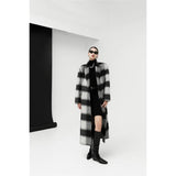 Elegant Plaid Double Breasted Long Woolen Coat for Women