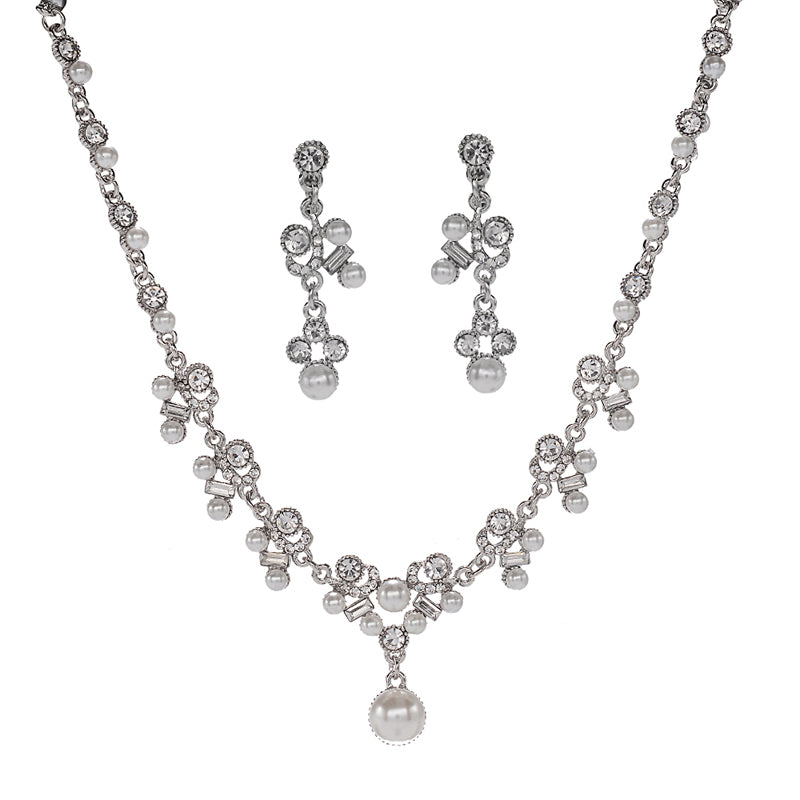 Women's New Zircon Necklace Earrings - Dazpy