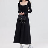 Elegant Square Neck Casual Dress