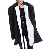 Women's Spliced Contrast Color Blazer