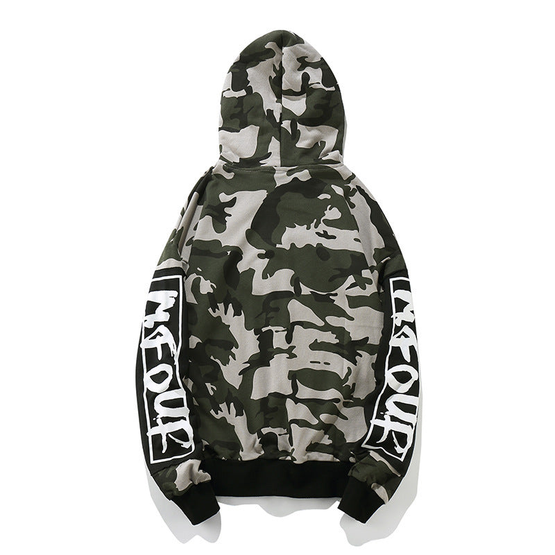 Herren Flut brandneue Patch Kapuze Herbst Camouflage lockerer Pullover High Street Herren wilder Hip Hop Kapuzenpullover 