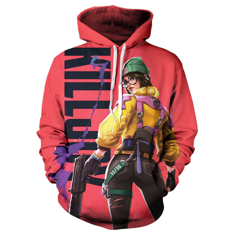 Sudadera con capucha con el personaje que rodea al juego Valorant