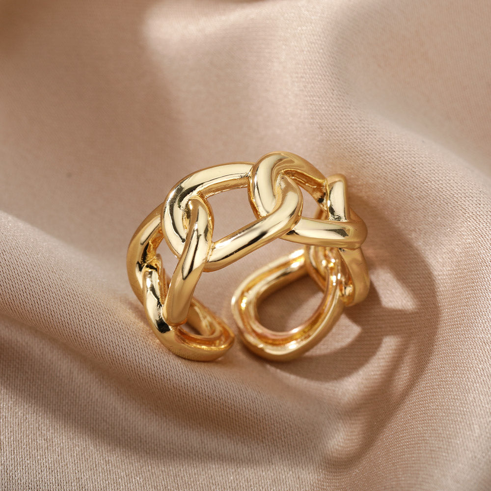 Anillo de cadena ajustable de oro para mujer