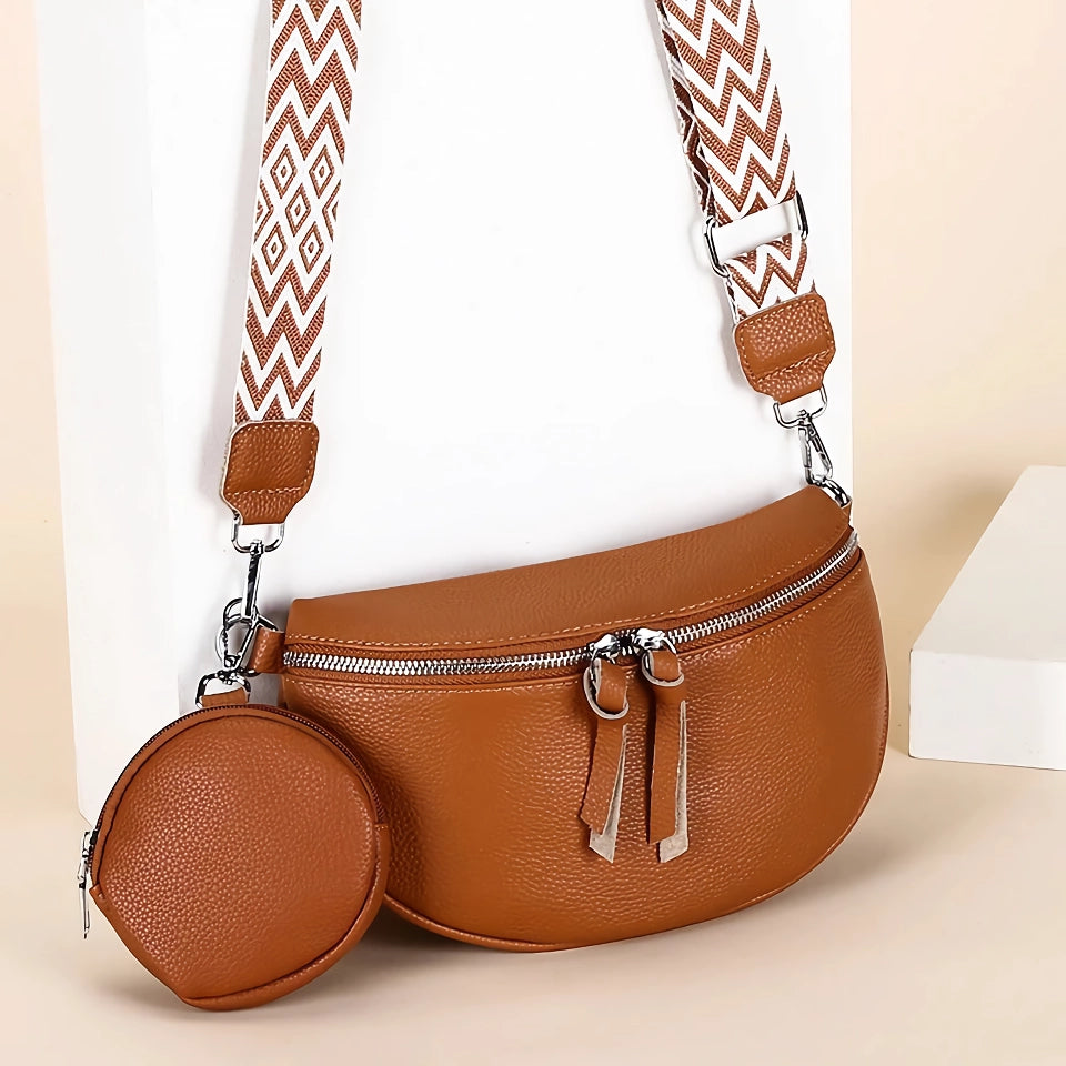 Luxury Cow Leather Women's Crossbody Chest Bag with Purse