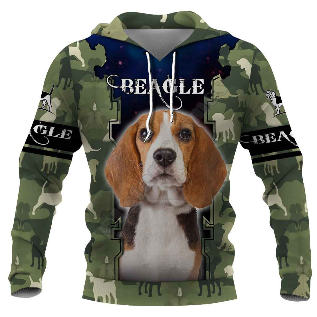 Sweatshirt mit Kapuze und Camouflage-Hund im 3D-Digitaldruck