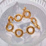 Elegant 18k Gold Plated Stainless Steel Doughnut Bangle Bracelet