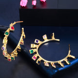 Baroque Fashion Personality Exaggerated Large Ear Ring Color Diamond - Dazpy