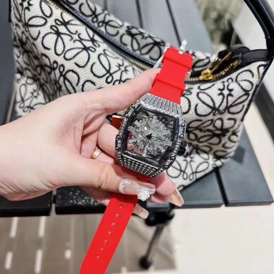 Hollow Full Diamond Luxury Women's Watch Silicone - Dazpy