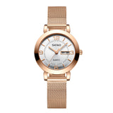 Mesh Non-mechanical Ladies Luminous Waterproof Double Calendar Female Student Steel Belt Watch - Dazpy