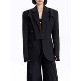 Elegant Cross Neck Double Breasted Women's Blazer for All Seasons