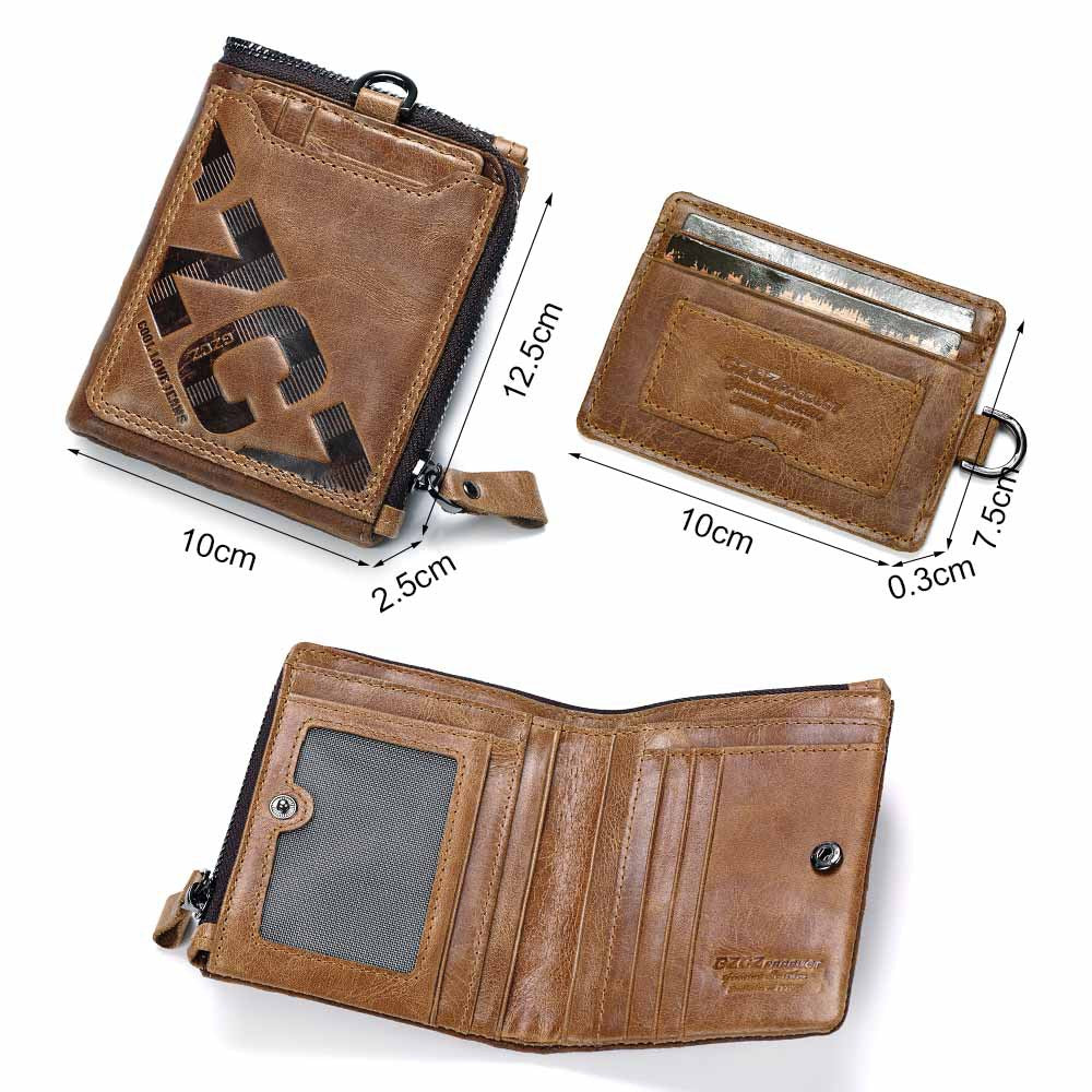 Men's crazy cow leather retro Wallet - Dazpy