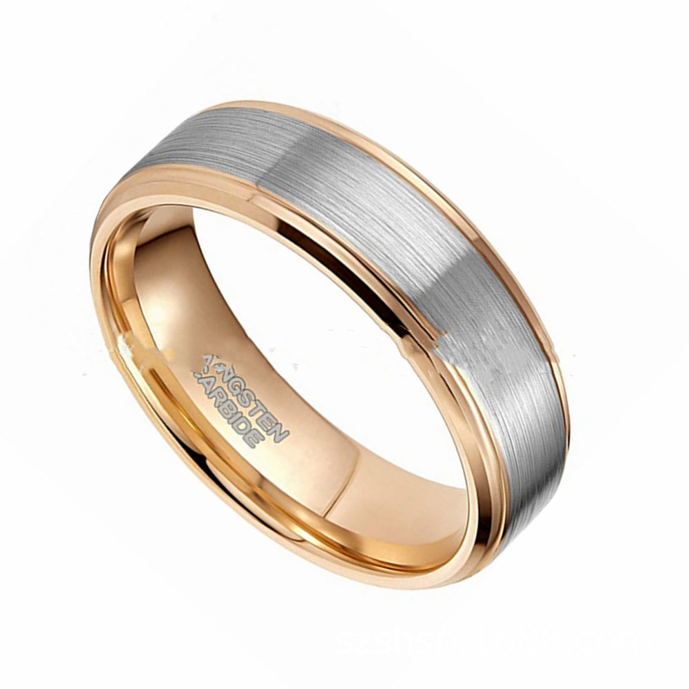 Men's 6mm Wide Rose Gold Lasha Tungsten Ring - Dazpy