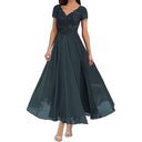 Vestido largo de noche de manga corta para mujer