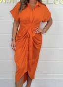 Women's Solid Viscose Fitted Midi Dress