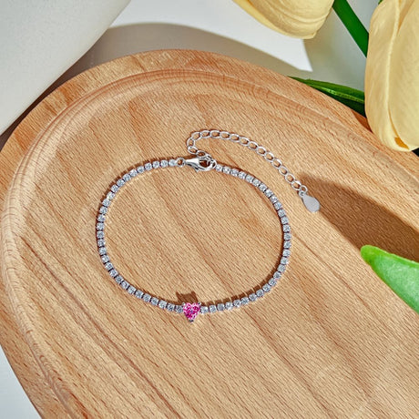 S925 Sterling Silver Diamond Love Bracelet Female - Dazpy