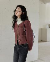 2024 Autumn Winter Plaid Tweed Short Jacket for Women