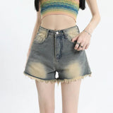 Vintage-Jeansshorts mit hoher Taille