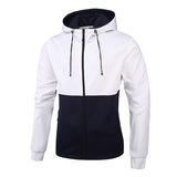 Color Block Zipper Cardigan Hooded Drawstring Casual Sweater