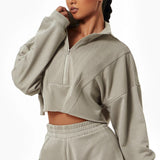 Women's Cotton Patchwork Zip-Up Hoodie