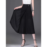 Elegante Chiffon-Caprihose mit weitem Bein