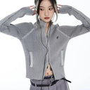 Embroidered Y2K Aesthetic Zipper Cardigan