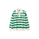 Sudadera de cuello polo a rayas con textura de gofre de gran tamaño