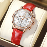 Women's Quartz Watch With Diamond Inlaid Multi-function Timing - Dazpy