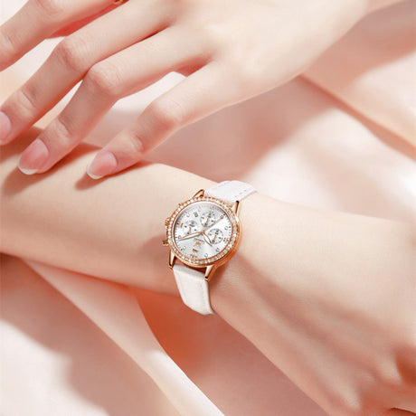 Women's Quartz Watch With Diamond Inlaid Multi-function Timing - Dazpy