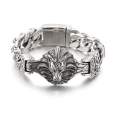 Vintage Distressed Skull Floral Men's Titanium Steel Bracelet - Dazpy