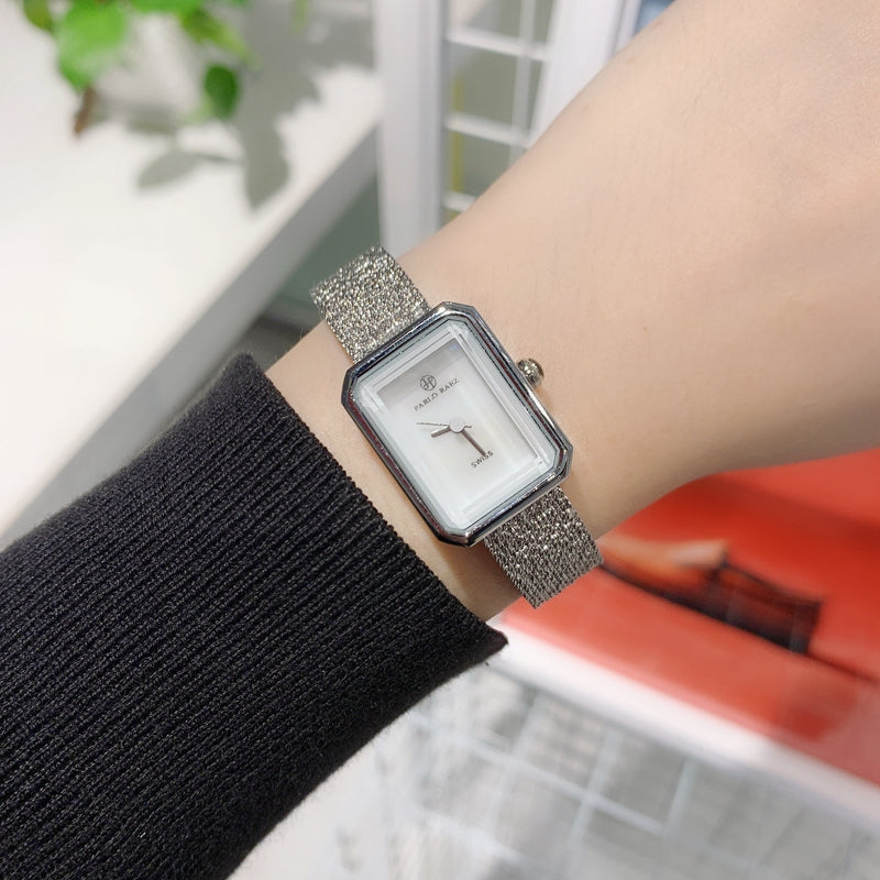 Square Dial Mesh With Delicate Quartz Watch Waterproof - Dazpy