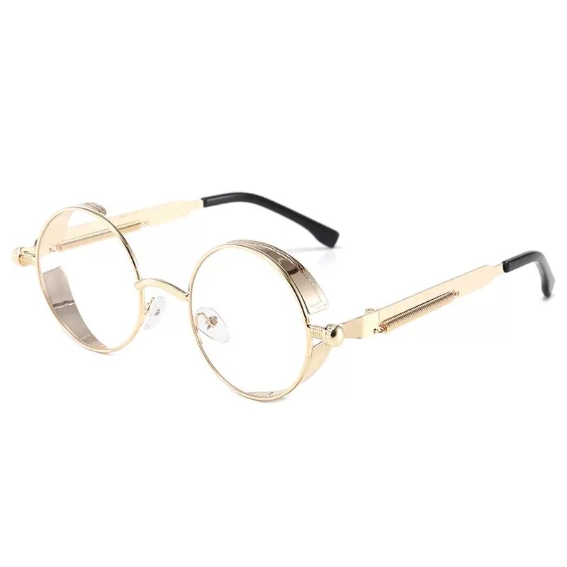 Luxuriöse, runde Steampunk-Sonnenbrille für Damen und Herren